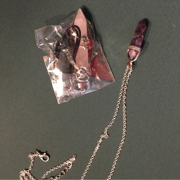 Rose Quartz Flower Pendant & Amethyst Pendant Necklaces - Picture 5 of 9